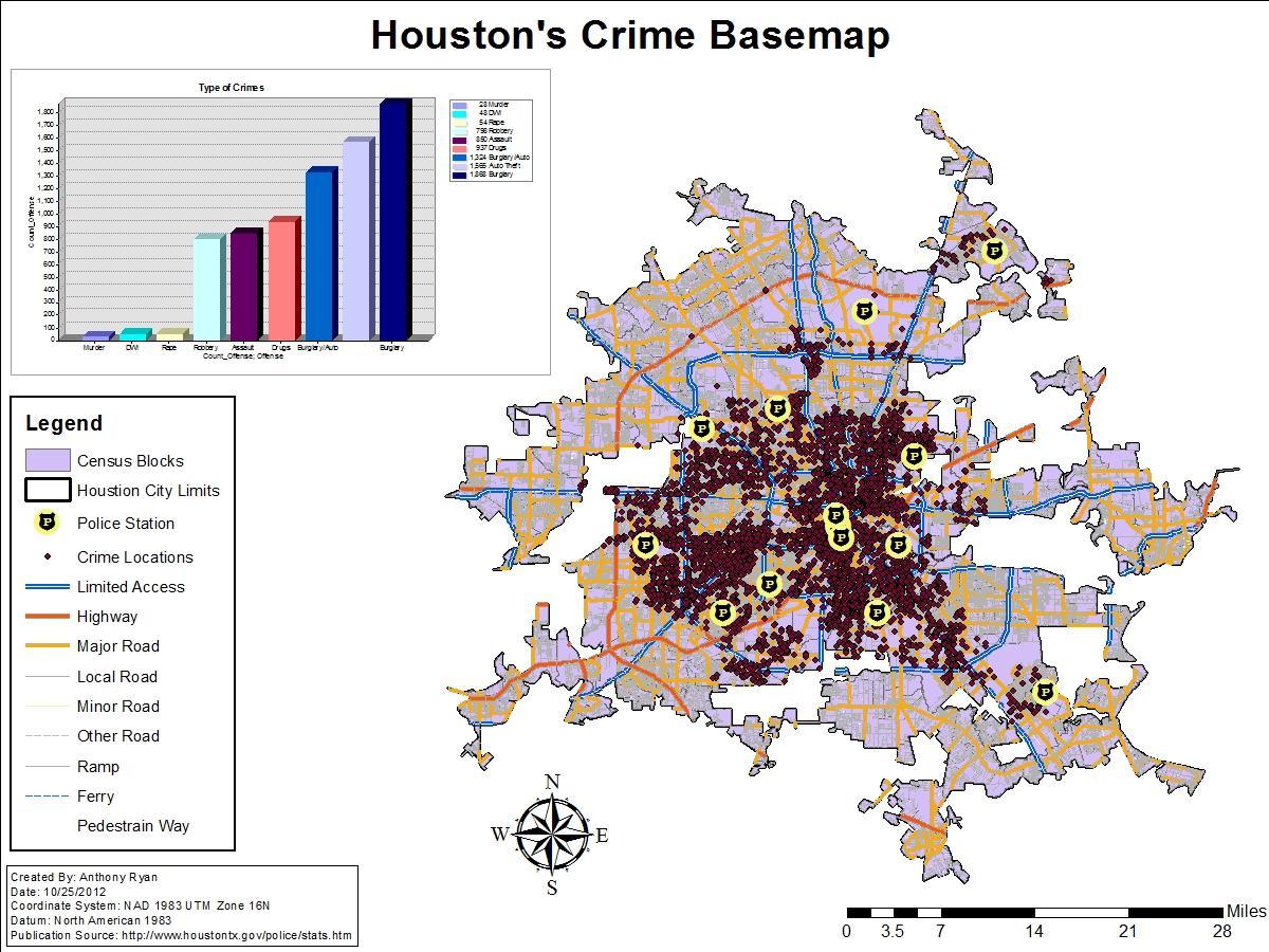 休斯顿的犯罪率的地图