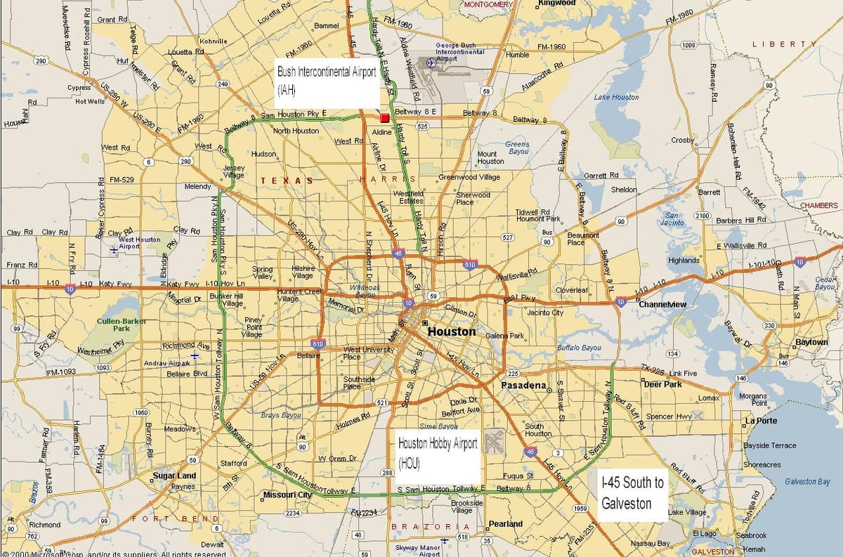 地图的休斯敦都市地区