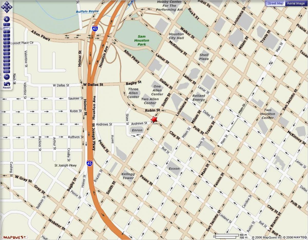 地图的休斯敦市中心