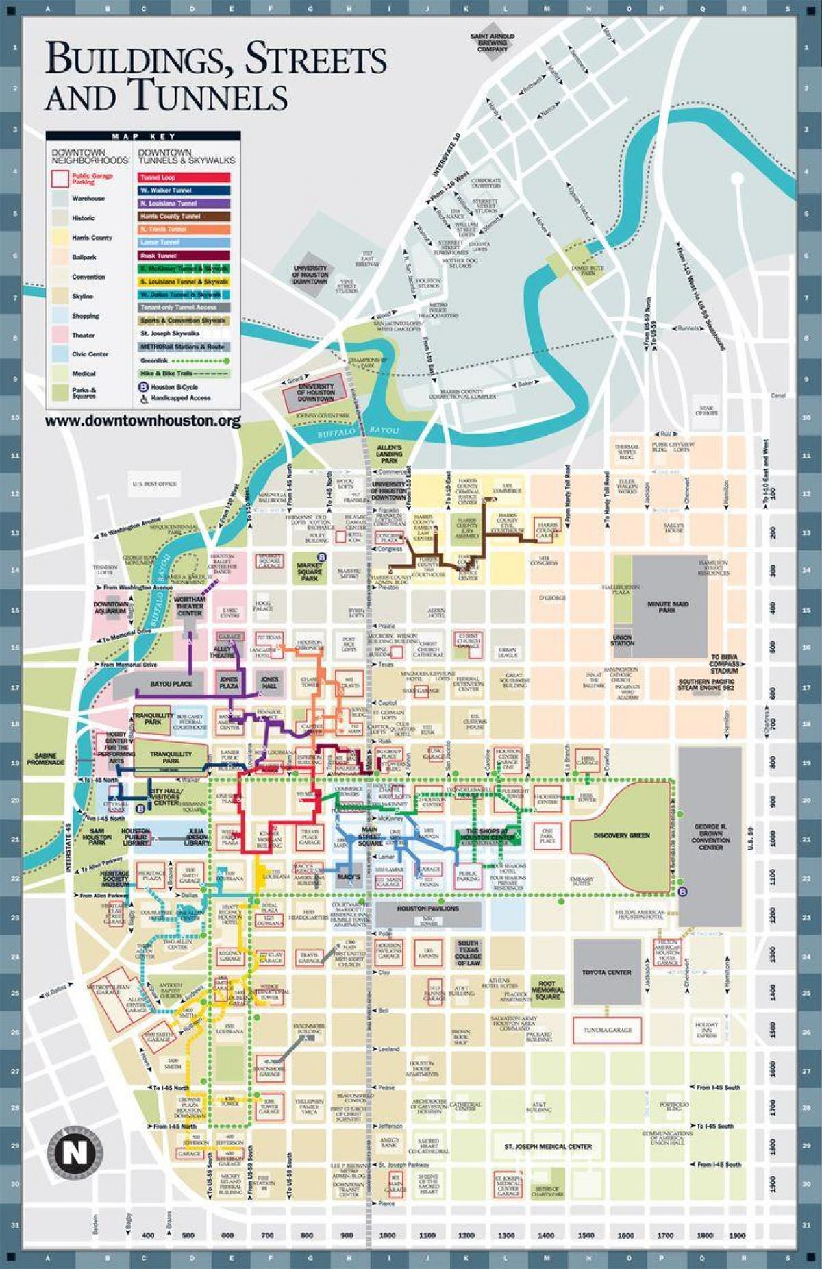 休斯顿市区隧道的地图