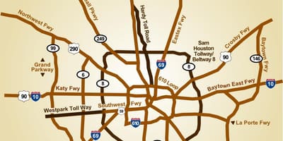 地图的休斯顿高速公路
